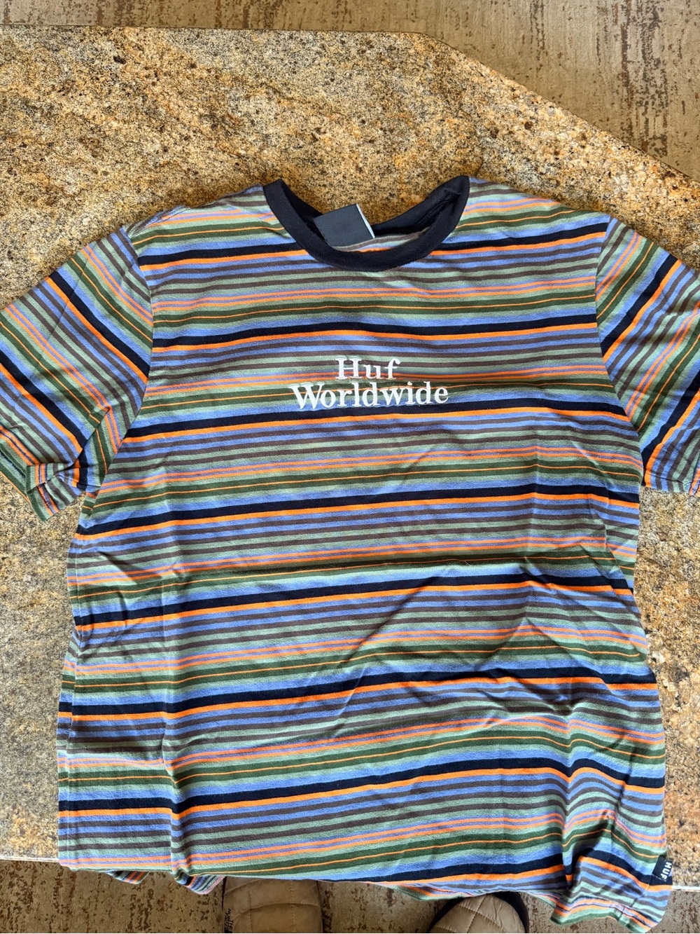 Large HUF Multistripe Tee with White Logo